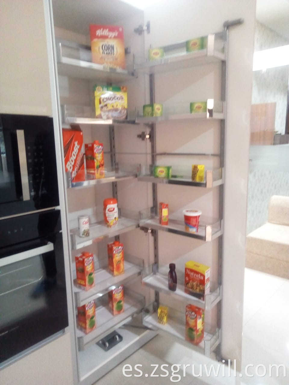 Organizador de la despensa de cocina funcional Soft Close Tandem Storage Casella de cesta de almacenamiento Tall Out Pantry